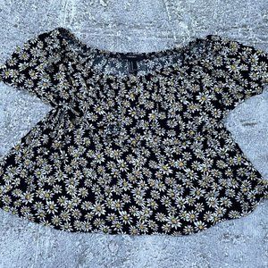 Forever21 Women Top Blouse Floral Pattern Cropped Top Size M